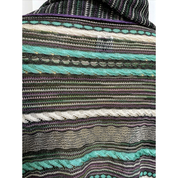 M Missoni Cardigan Sweater Open Draped Metallic Aqua Blue Scarf Striped … - Picture 5 of 9
